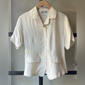 Darling 90’s Cream Silk Button Up Blouse
